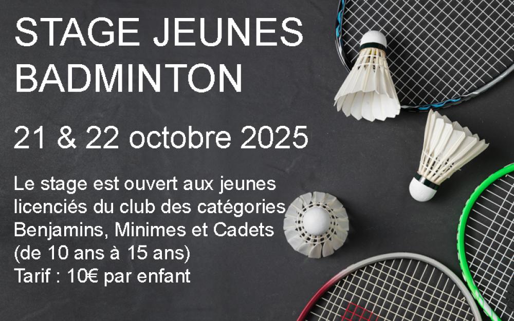 Stage jeunes Badminton - 21 et 22 octobre 2025
